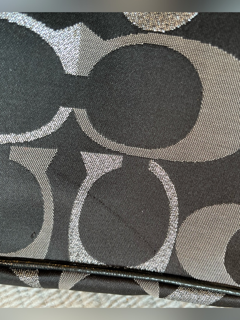 Coach Black Carryall Kisslock Frame Tote Gray & Silver C Monogram - Picture 11 of 16